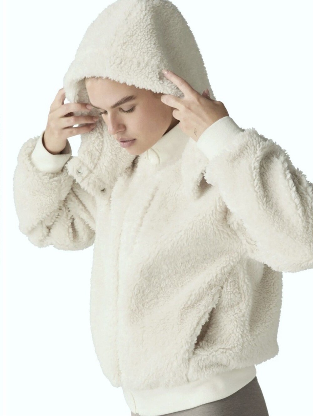 Beyond Yoga Adventure Faux Shearling Hoodie Sherpa Jacket XS Casual Athleisure - Picture 4 of 17